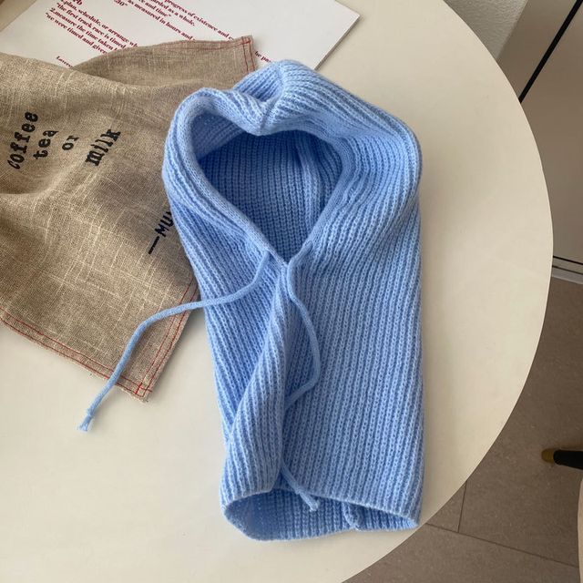 Plain Drawstring Knit Balaclava