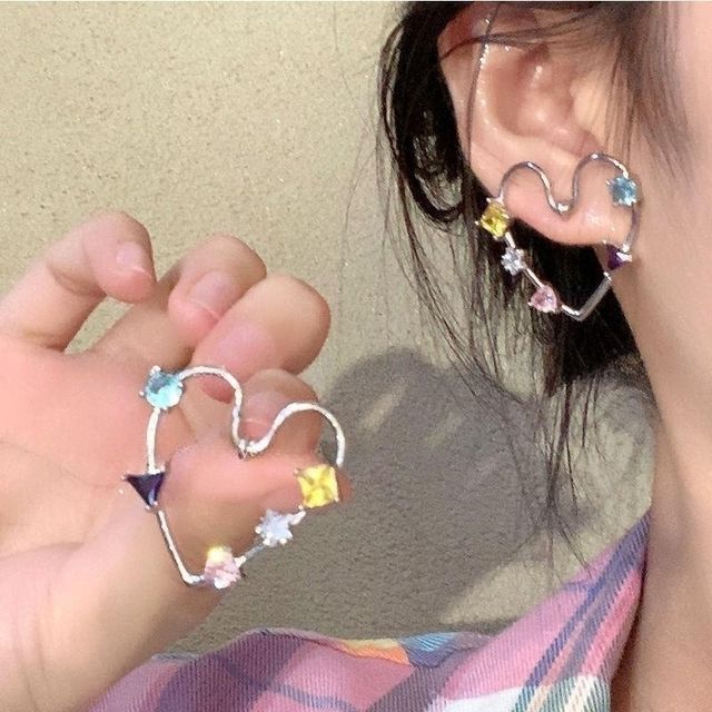 Heart Alloy Rhinestone Stud Earring