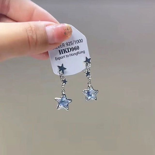 Rhinestone Alloy Earring Dangle Star