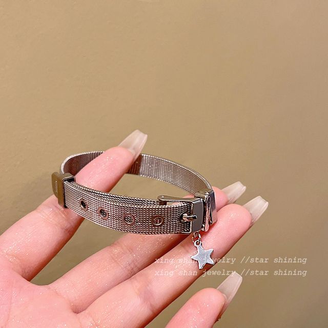 Leather / Bracelet Alloy Faux Buckled Star Pendant