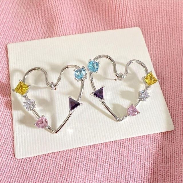 Heart Alloy Rhinestone Stud Earring