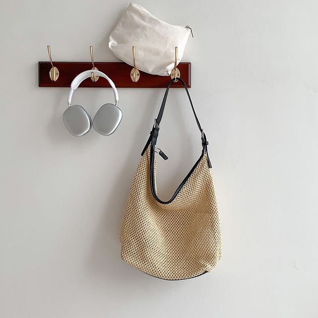 Woven Buckled Tote Bag