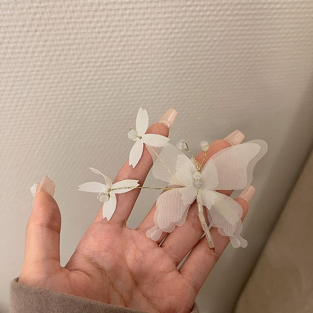 / Butterfly Clip Set Gemstone Hair