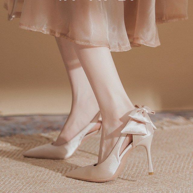 Heel Cutout Stiletto Pumps Bow