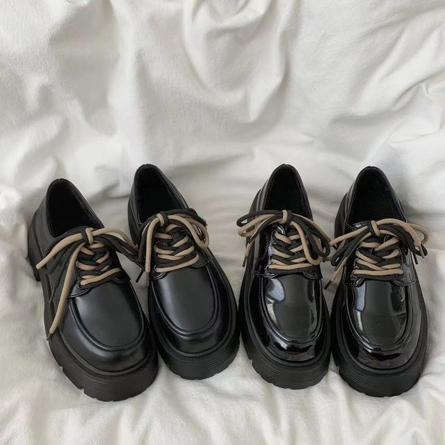 Shoes Lace-Up Faux Platform Leather