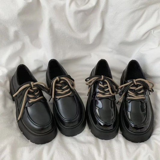 Shoes Lace-Up Faux Platform Leather