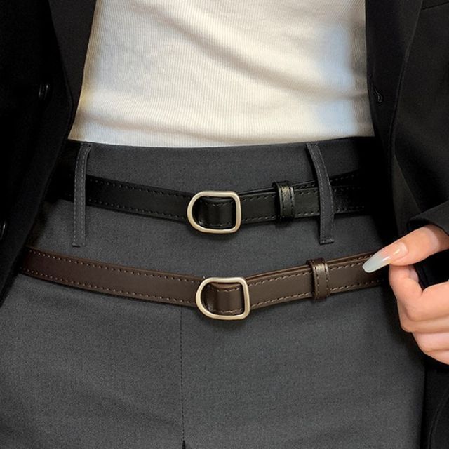 Plain Faux Leather Thin Belt