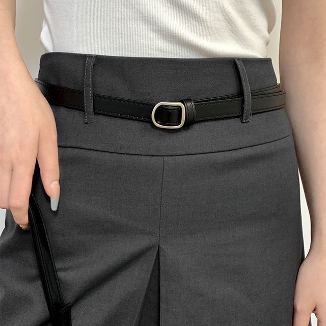 Plain Faux Leather Thin Belt