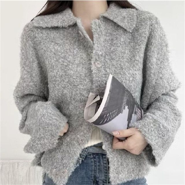 Collar Cardigan Plain