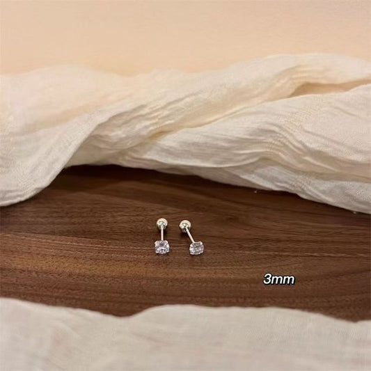 Sterling (Various Earring Rhinestone Silver Barbell Designs)