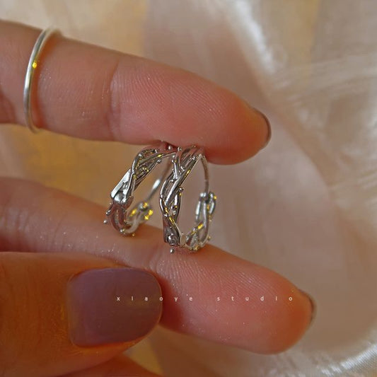 Silver Earring Hoop Sterling Thorn