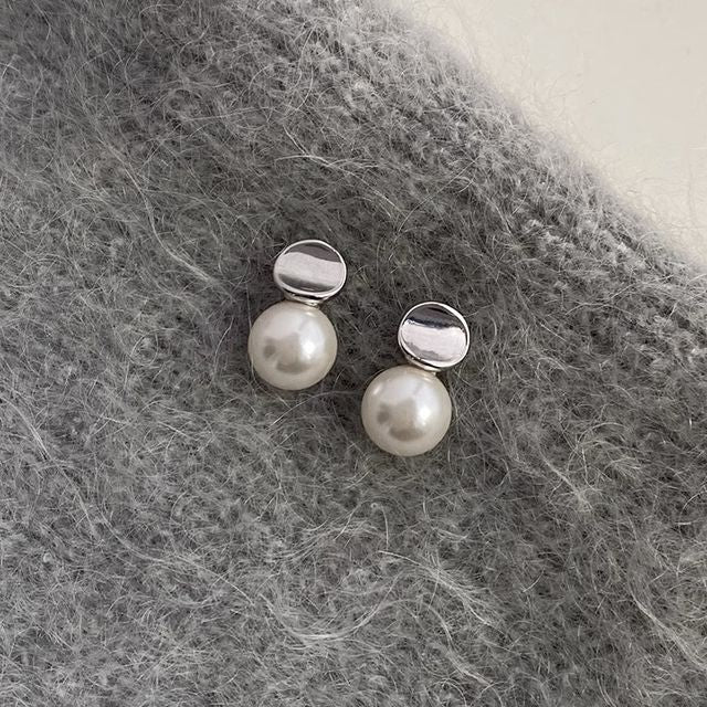 Pearl Drop Sterling Earring Faux Silver