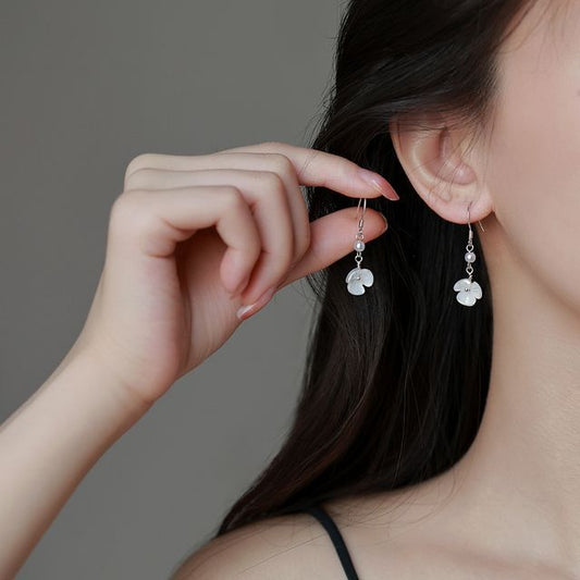 Alloy Floral Dangle Earring Pearl Acrylic Faux