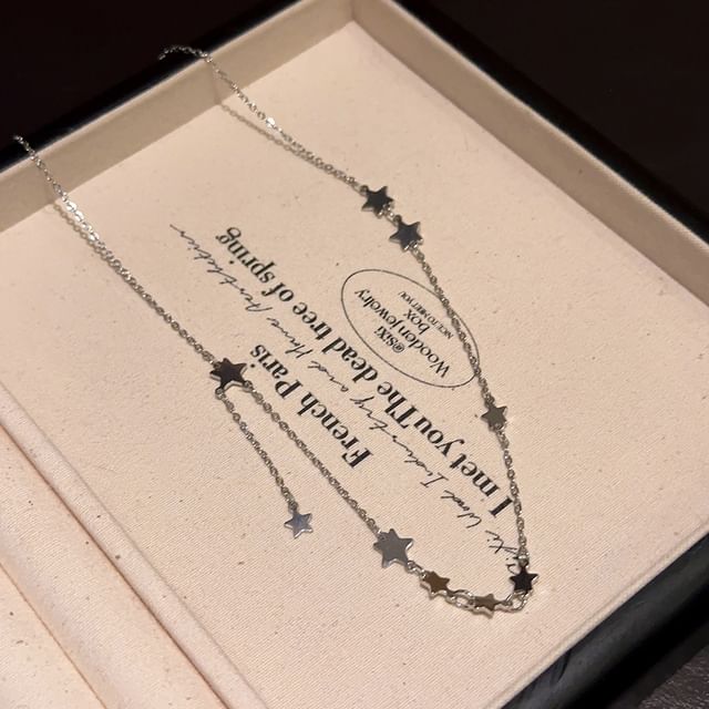 / Star Heart Necklace Alloy Pendant Choker Set