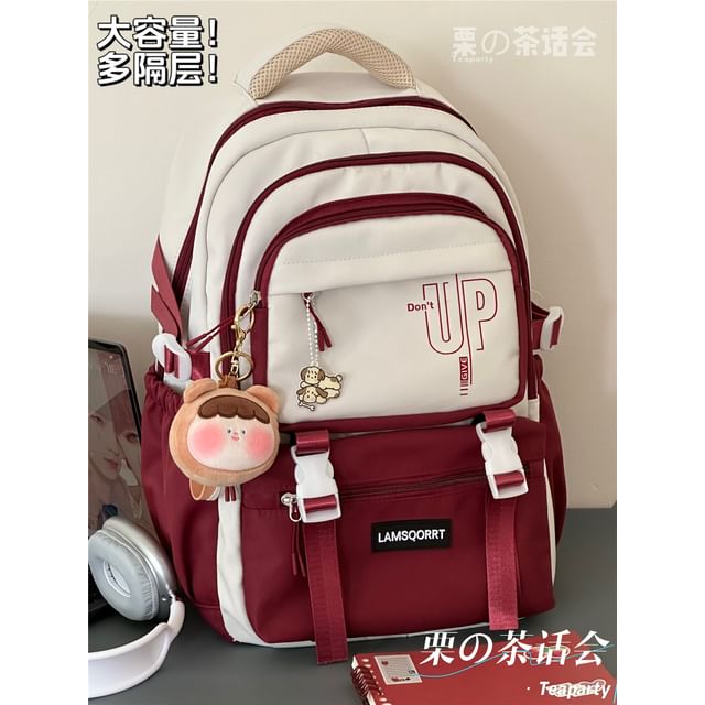 Color Block Backpack / Bag Charm / Set