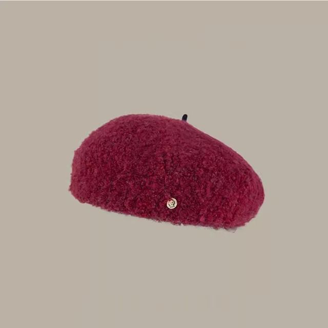 Faux Shearling Beret Hat