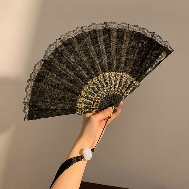 Lace Designs) Hand Foldable (Various Fan