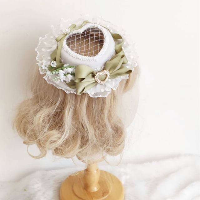Chapeau de paille à bordure en dentelle Lolita