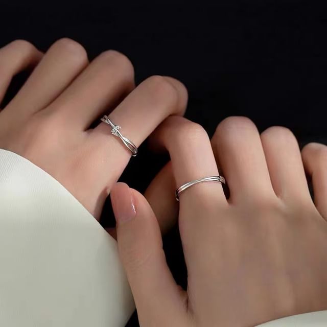 Couple Matching Rhinestone / Layered Alloy Open Ring (Various Designs) / Set