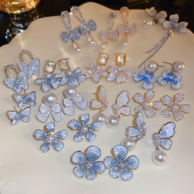 (Various Faux / Bow Earring Floral Alloy Pearl Designs)