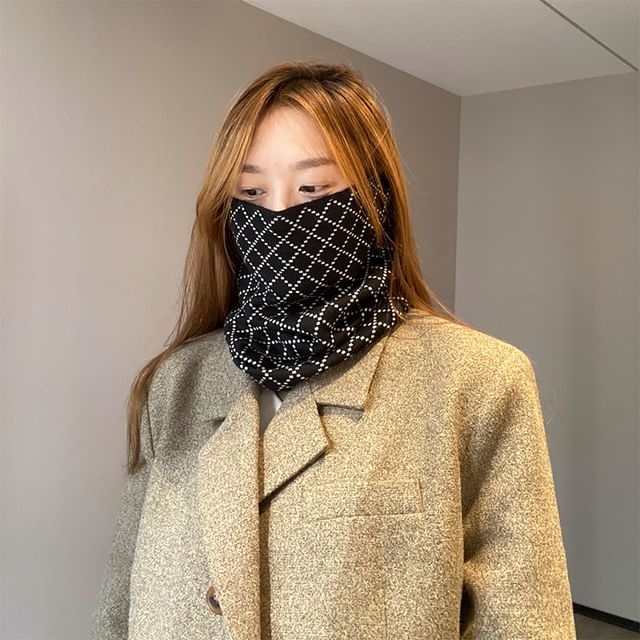 Knit / Print Scarf Beanie Diamond Multi-Way