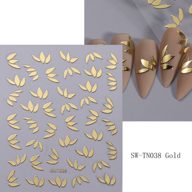 Leaf Metallic Nail Art Stickers