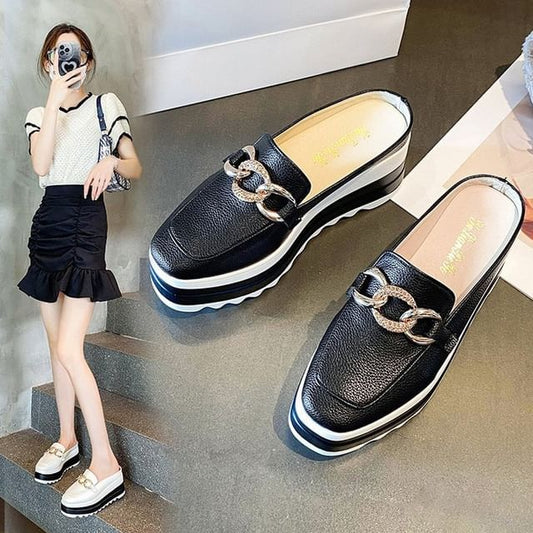 Detail Mules Loafer Chain Platform