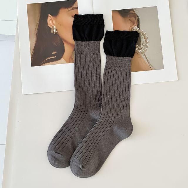 Two Tone Ribbed Socks / Set