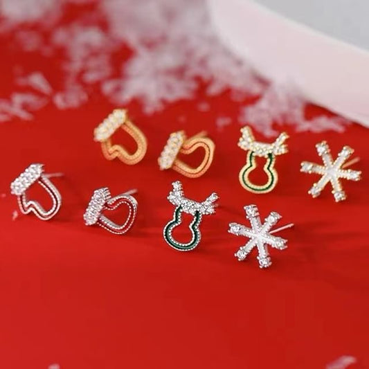 Christmas Rhinestone Asymmetrical Stud Earring