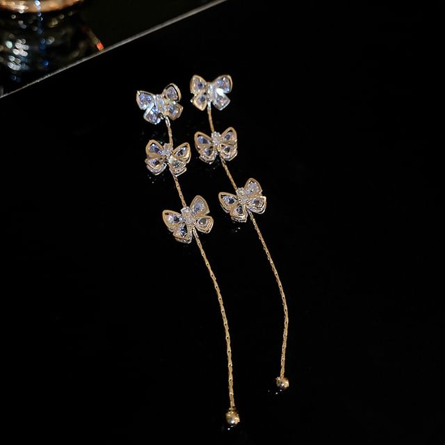 Bow Earring Rhinestone Drop