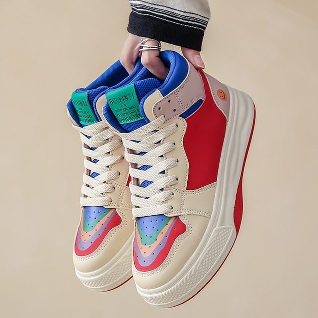 Color Top High Sneakers Block