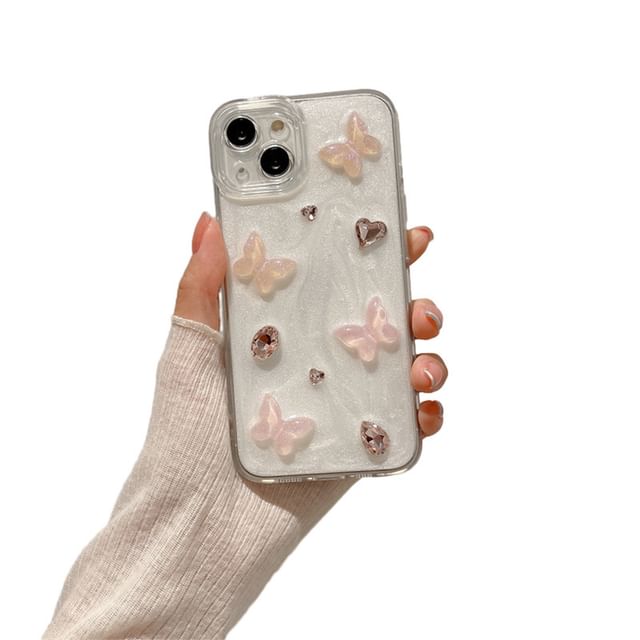 Butterfly Heart Rhinestone Phone Case