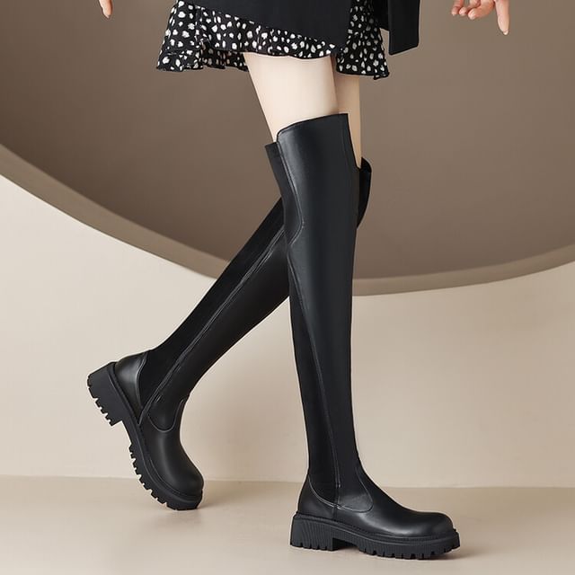 Platform Panel Over The Knee Boots