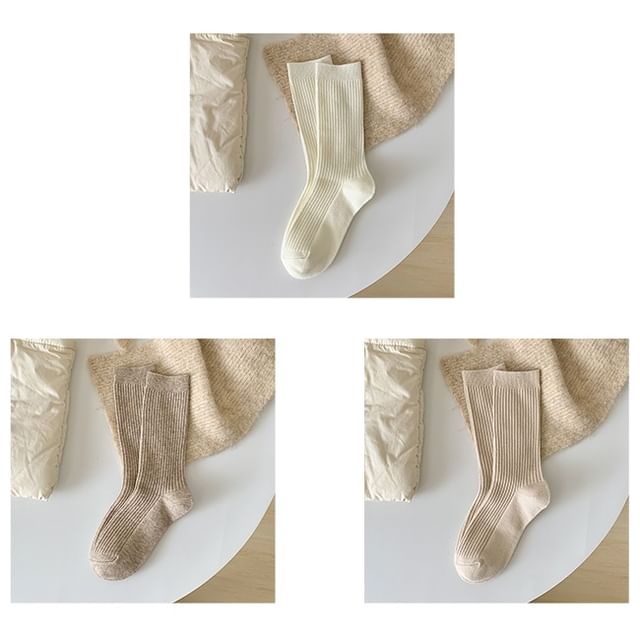 Plain Ribbed Short Socks Set