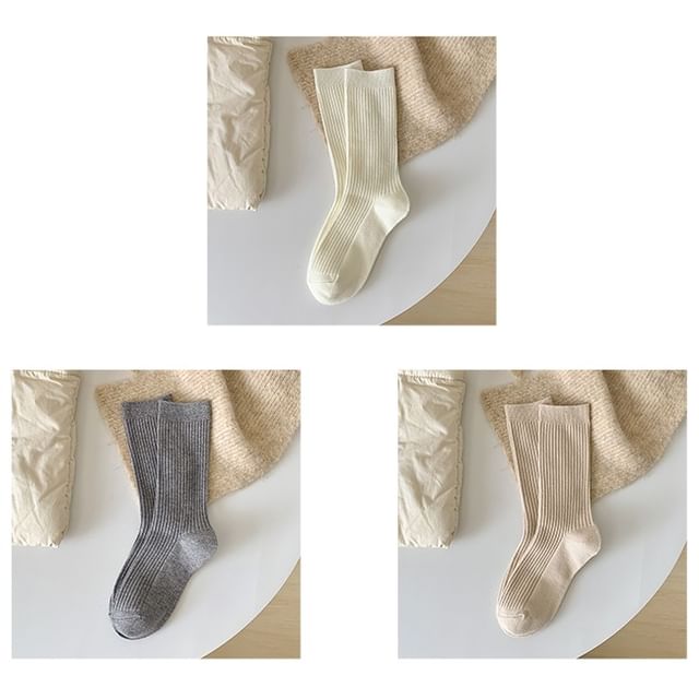 Plain Ribbed Short Socks Set