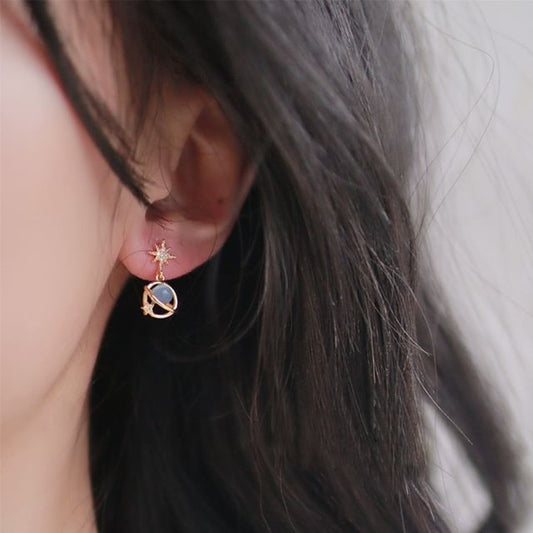 Cat Drop Alloy Stone Earring Star Faux Planet Eye