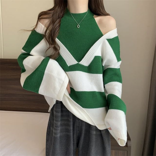Two-Piece Mock Sweater Long-Sleeve Striped