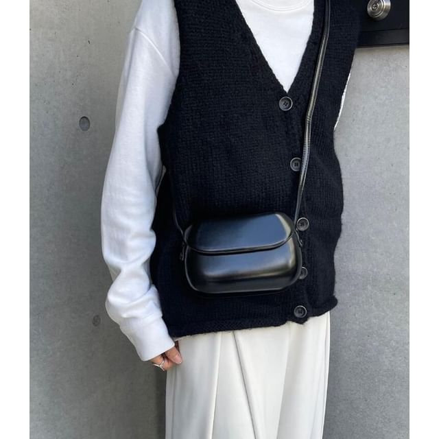 Bag Plain Crossbody Flap Faux Leather