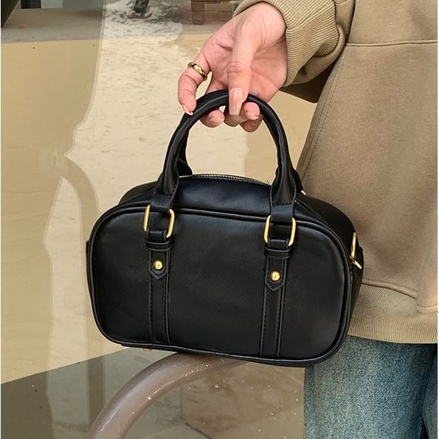 Faux Bag Top Leather Crossbody Plain Handle