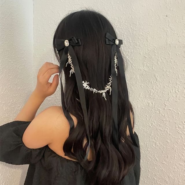 Hair Ribbon Clip Rhinestone