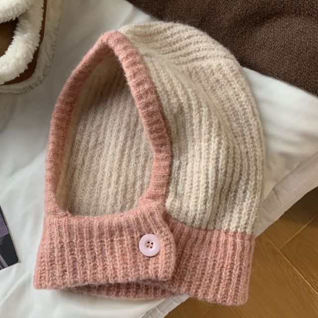 Knit Balaclava Two Buttoned Tone