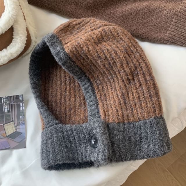 Knit Balaclava Two Buttoned Tone