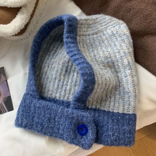 Knit Balaclava Two Buttoned Tone