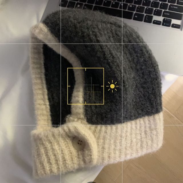 Knit Balaclava Two Buttoned Tone