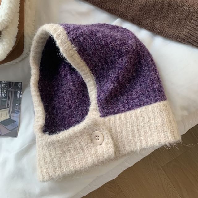Knit Balaclava Two Buttoned Tone