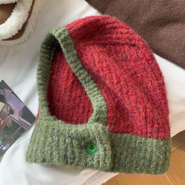 Knit Balaclava Two Buttoned Tone