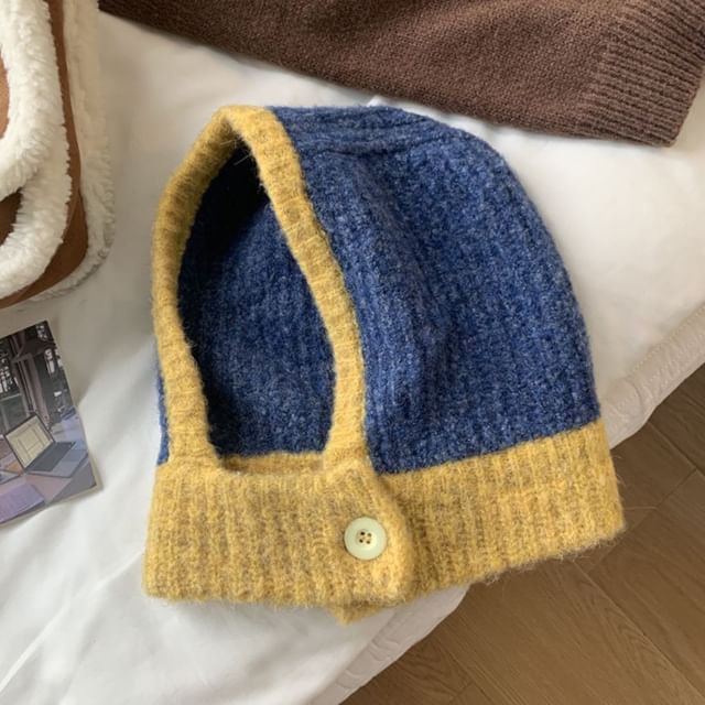 Knit Balaclava Two Buttoned Tone