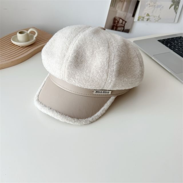 Newsboy Panel Cap Faux Fleece Leather