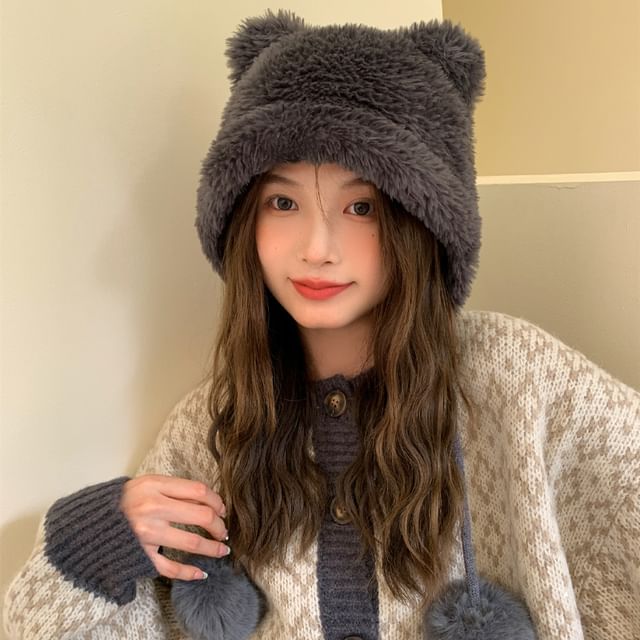 Ear Bear Chenille Pom Hat