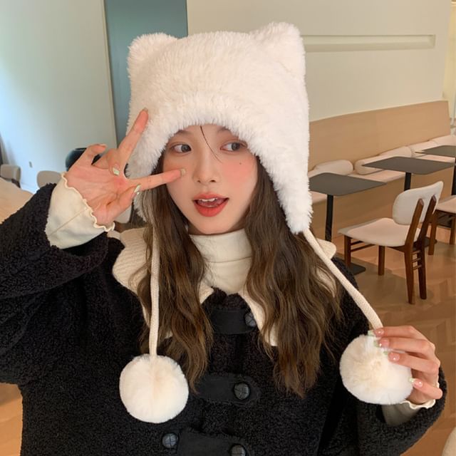 Ear Bear Chenille Pom Hat